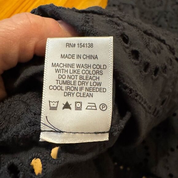 Staud Hyacinth Embroidered Eyelet Babydoll Mini Dress Black Short Sleeve SIZE SM - Picture 10 of 11